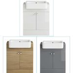 Bathroom Vanity Unit & Basin Sink FreeStanding Storage Cabinet White Grey Oak