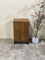 Antique Art Deco Record Cabinet Oak Bakelite Handles Freestanding Internal Shelf