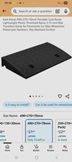 Threshold Ramp Portable Lightweight Anti-Slip Plastic Black 49x27x7cm 300kg