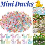 100PCS MINI DUCKS, 10 COLORS GLITTER RESIN TINY DUCKS LITTLE PLASTIC DUCKS TWINK
