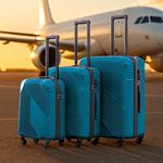 Blue ABS Hard Shell Luggage Set 3 Pcs – 20" + 24" + 28" 4 Wheel Spinner