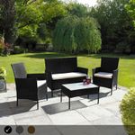 Neo Rattan Sofa Set 4 Piece Garden Furniture Chair Coffee Table Patio Outdoor