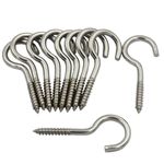 Stainless Steel Screw In Cup Hooks - Grade 304  No Rust - 55mm or 70mm Long