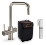 3 in 1 Instant Hot Water Kitchen Sink Tap, Tank and Filter - Brushed Steel