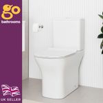 Rimless Close-Coupled Toilet Pan & Cistern Seat Dual-Flush White Bathroom WC