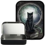 Cat Spell Black Hinged Tin,1oz /50ml Tobacco tin, Pin Tin, Gift Box