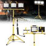 300W LED Work Light 3 Heads Tripod Site Light Adjustable Work Lamp IP66 Outdoor