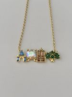Walt Disney World 4 Parks Icon Gold Necklace Girls Crew Dupe