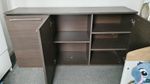 Brown Freestanding Storage Cabinet, 2 Doors, 3 Adjustable Shelves, Metal Handles