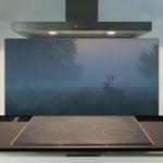 Glass Kitchen Splashback Tile Cooker Panel 100x50 Animal Deer at Dawn Mist