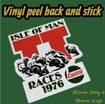 Castrol Motorcycle IOM 1976 TT Isle Of Man Vinyl Sticker Oil Jug Pourer Classic