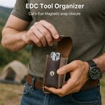 Genuine Leather EDC Organizer Sheath Multitool Case Belt Holster Clip Pouch