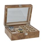 Light Burl Walnut Wood Collectors Box for 4 Watches and 16 Cufflinks by Aevitas