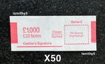 50 X New Polymer £20 note money bands UK currency straps 1st class postage