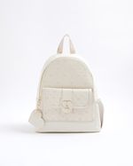River Island Girls Backpack Cream Heart Lock Pocket Bag  Zip Bottle Holder