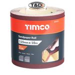 TIMCO 115mmx10M Flexible Sandpaper Abrasive Roll for Wood, Metal & Multi-Surface