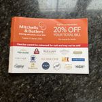 20% Off  TOTAL BILL !    Mitchells & Butlers   EXP 2026 , Miller & Carter, Toby.