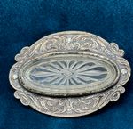 Vintage Sterling Silver 925 Cut Glass Brooch Pin Victorian Tested 1 1/4"