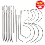 20Pcs Leather Sewing Needles Set Curved Hand Stitch Wig Hair Weaving Repair UK