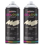 2X ColourCoat Vanilla Cream RAL 1015 Satin 1K Acrylic Spray Paint 400ml