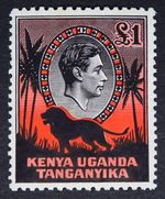 KENYA UGANDA T. KUT SG150 1941 KGVI £1 Black & Red P11.75x13, Mint MLH, Cat £550