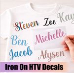 Personalised Iron On Names HTV Vinyl Decals Transfer Fabric Clothes Bag Shirt FC