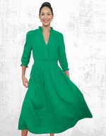 Womens WYSE Cotton Dress Alina Jade Green Button Down V Neck RRP £195