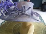 supersmart ladies feather detail  pale lavender WIDE ASCOT/races wedding hat
