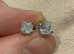 1.0 Carat Lab Created Diamond Cushion Cut Solitaire Earrings Platinum Plated 925