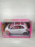 Barbie Doll and Fiat 500 Car Playset White Pink Boxed FVR07 Mattel convertable