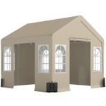 3 x 3 m Party Tent Outdoor Canopy Tent with Sidewalls 4 Zipped Doors Beige
