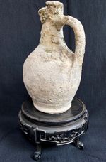 ANTIQUE MARINE-ENCRUSTED GREEN-GLAZED CERAMIC JUG MEDITERRANEAN MARITIME