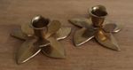 Vintage Pair Brass Lotus Flower Candle Stick Holders whimsy 