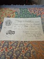 Bank of England White £5 Note 1950 - P.S. Beale - June 22 - R84 Prefix VF/GVF
