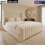 Ottoman Bed Winged Plush Velvet New York Divan Storage Double & King Size Bed