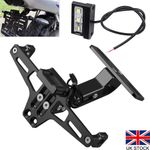 Motorcycle License Number Plate Holder Aluminum Tail Tidy Bracket w/ LED Light