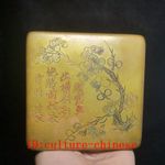 4.6 in Old Chinese Bronze Carving Wintersweet Flower Ink Box Gift Collection