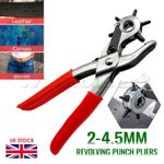 Leather Hole Punch Heavy Duty Hand Pliers Belt Holes 6 Size 2-4.5MM Puncher Tool