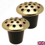 GOLD Set of 2 Memorial Grave Vases & Lids For Fresh & Artificial Flowers Pot NEW