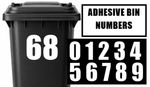 LARGE SELF ADHESIVE STICKERS WHEELIE BIN NUMBERS  WHEELY DUSTBIN WHITE PERMANENT