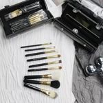 Cosmetic Brush Set: 9 Brushes + Mirror & Case-Very Fast UK delivery