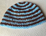 Brown and Baby Blue Striped Crochet Beanie ~ Made with Acrylic Yarn