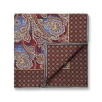 Men's 100% Silk Grey Blue Paisley Plaid Pocket Square Hand Rolled Free Shipping