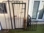 Black Metal Pedestrian Garden Gate Set of 2 Single Swing Curved Top