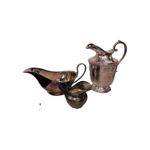 3 Silver Plate Jugs Inc 1913  B. Bohrmann Milk Jug & Cooper Bros Gravy Boat