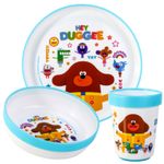 Hey Duggee 3pcs Bicolor Kids Childrens Dinner Set Plate, Bowl & Tumbler