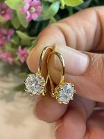 2.00Ct Round Cut Lab Created Diamond 14K Gold FN Solitaire Tiny Drop Earrings