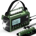 Roxicosly Wind Up Radio, AM/FM/SW Emergency Solar Hand Crank 12000mAh, green 