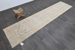Vintage Turkish Runner Rug 2x11ft Wool Anatolian Handmade Hallway Oushak BEIGE