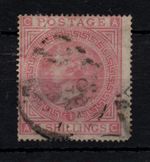 GB QV 1867 5/- rose SG126 Plate 1 used Cat Val £675 WS46485